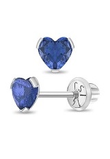 gorgeous white gold heart September birthstone baby earrings
